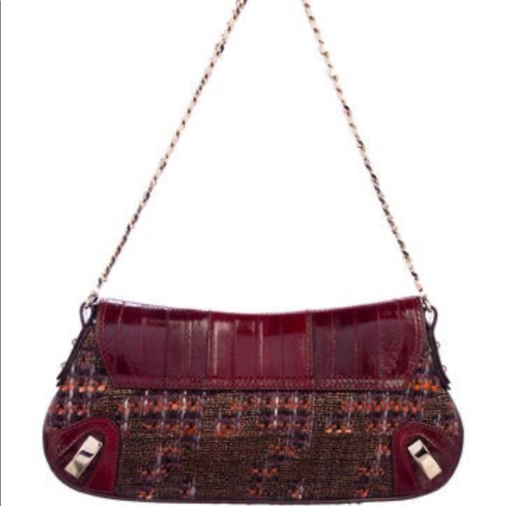 DOLCE & GABBANA RARE EEL & TWEED EVENING BAG. EUC - Picture 3 of 5